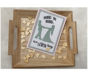 Stickdatei - Postkarte ITH "Hand in Hand" Hochzeit